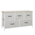 Stylish Grey Storage Cabinet Lowboy with 5 Drawers - Beige