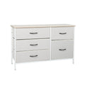 Stylish Grey Storage Cabinet Lowboy with 5 Drawers - Beige