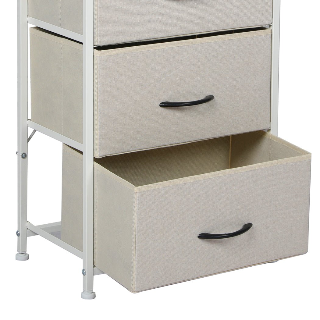 Stylish Grey Storage Cabinet Narrow Tallboy with 4 Drawers - Beige - Furniture - Bedzy Australia