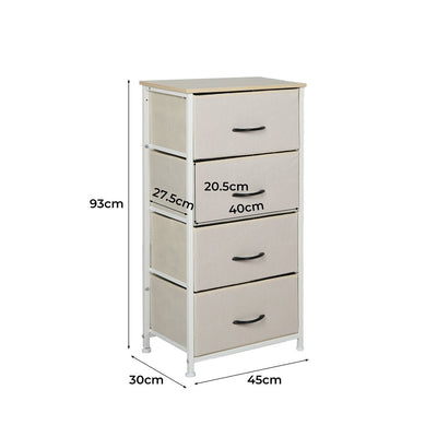Stylish Grey Storage Cabinet Narrow Tallboy with 4 Drawers - Beige - Furniture - Bedzy Australia