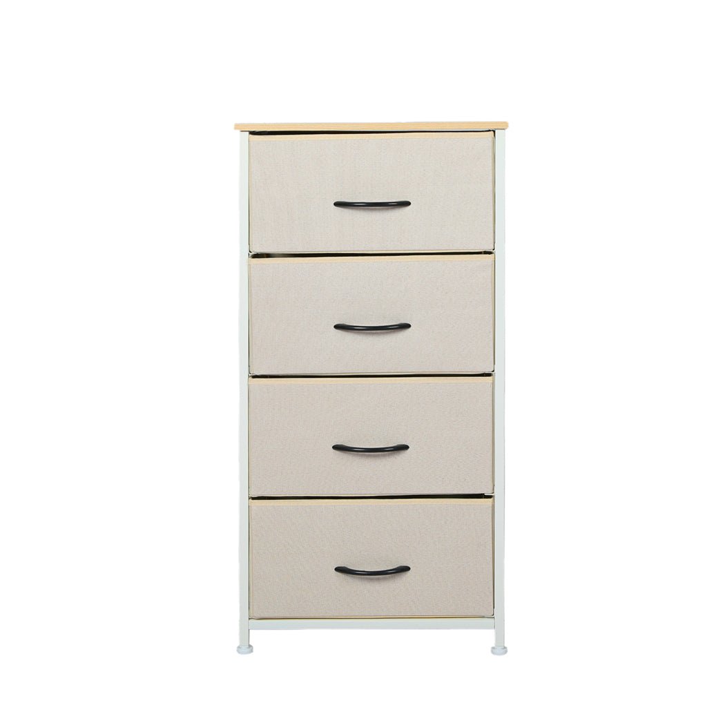Stylish Grey Storage Cabinet Narrow Tallboy with 4 Drawers - Beige - Furniture - Bedzy Australia