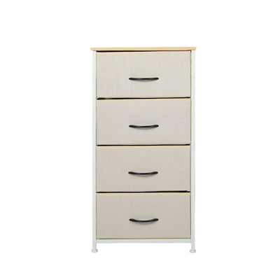 Stylish Grey Storage Cabinet Narrow Tallboy with 4 Drawers - Beige - Furniture - Bedzy Australia