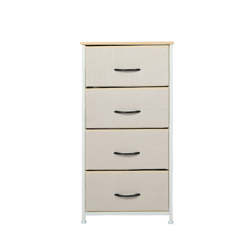 Stylish Grey Storage Cabinet Narrow Tallboy with 4 Drawers - Beige - Furniture - Bedzy Australia