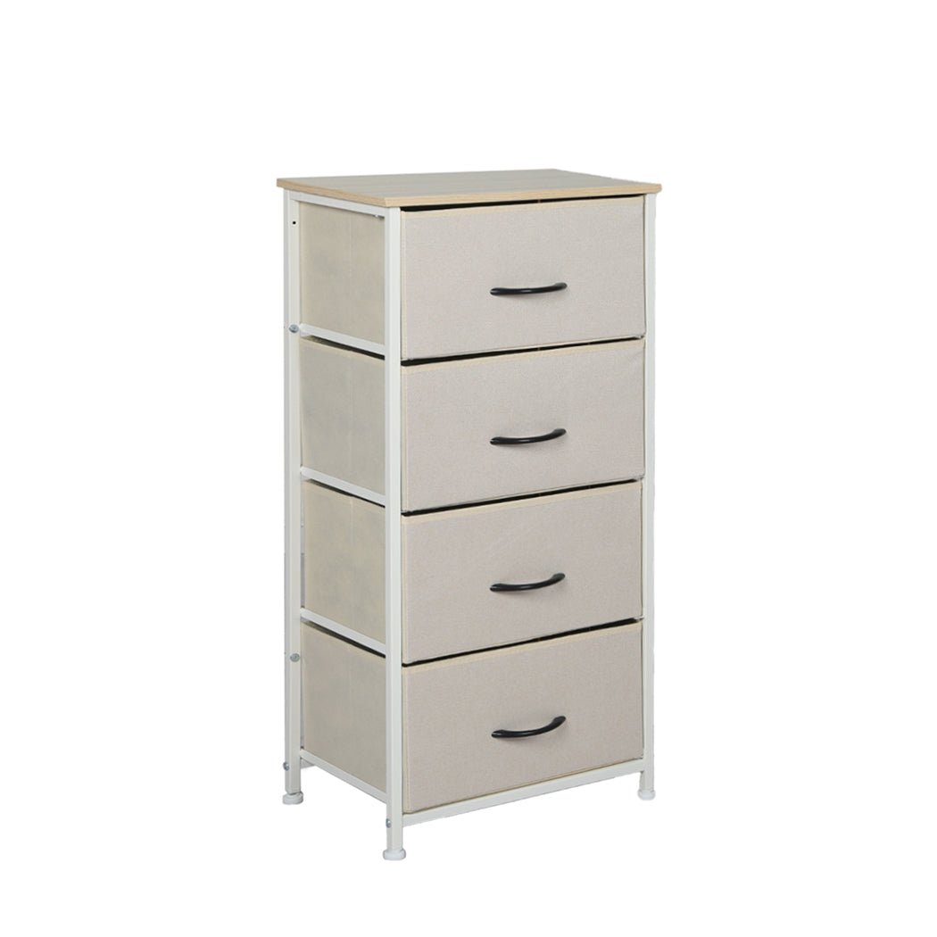 Stylish Grey Storage Cabinet Narrow Tallboy with 4 Drawers - Beige - Furniture - Bedzy Australia