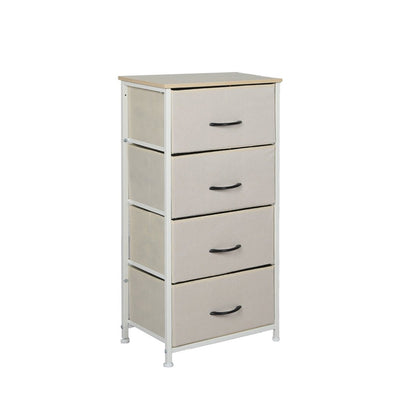 Stylish Grey Storage Cabinet Narrow Tallboy with 4 Drawers - Beige - Furniture - Bedzy Australia
