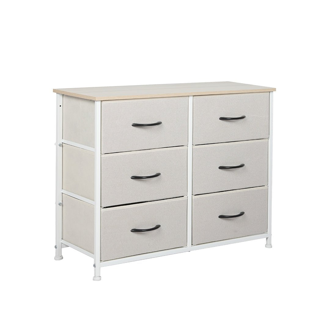 Stylish Grey Storage Cabinet Tallboy with 6 Drawers - Beige - Furniture - Bedzy Australia