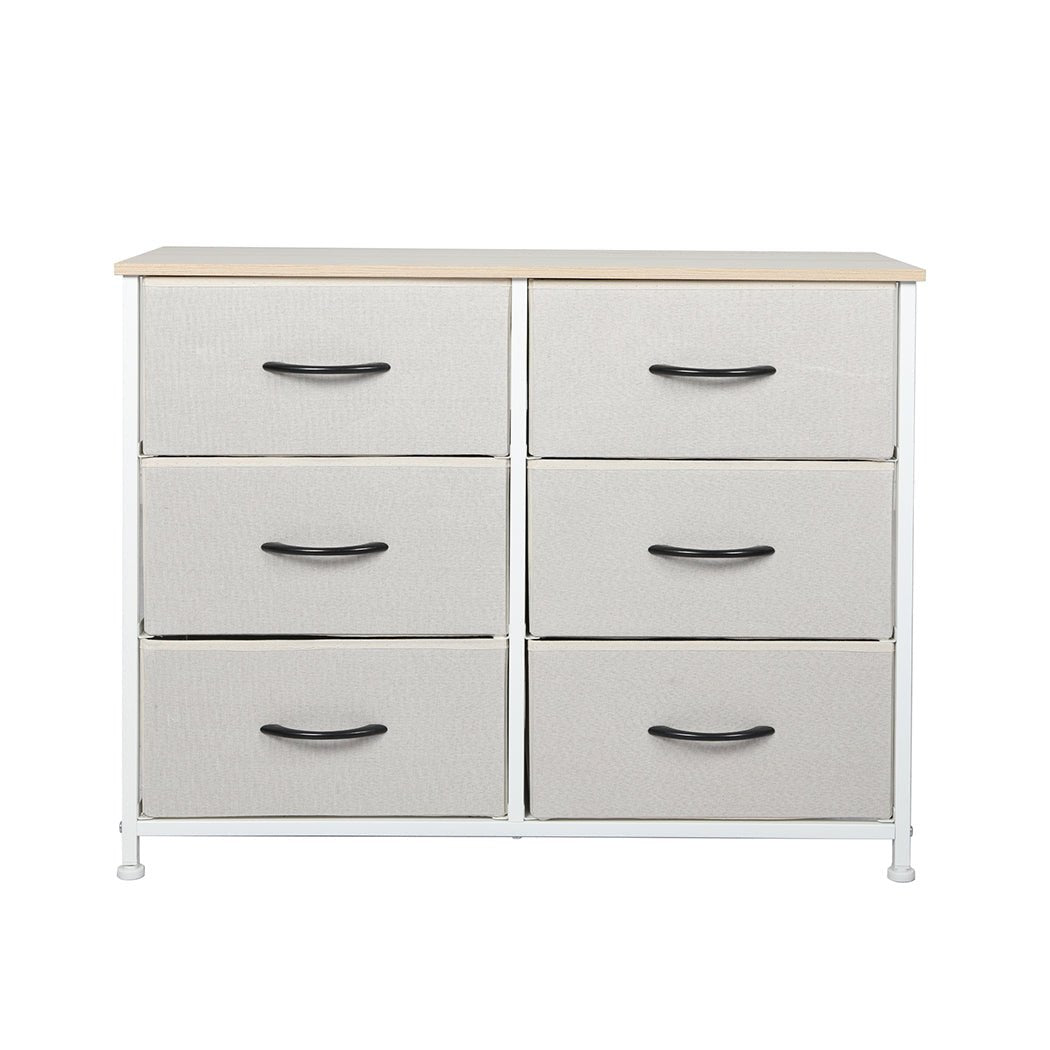 Stylish Grey Storage Cabinet Tallboy with 6 Drawers - Beige - Furniture - Bedzy Australia