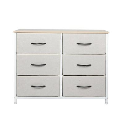 Stylish Grey Storage Cabinet Tallboy with 6 Drawers - Beige - Furniture - Bedzy Australia