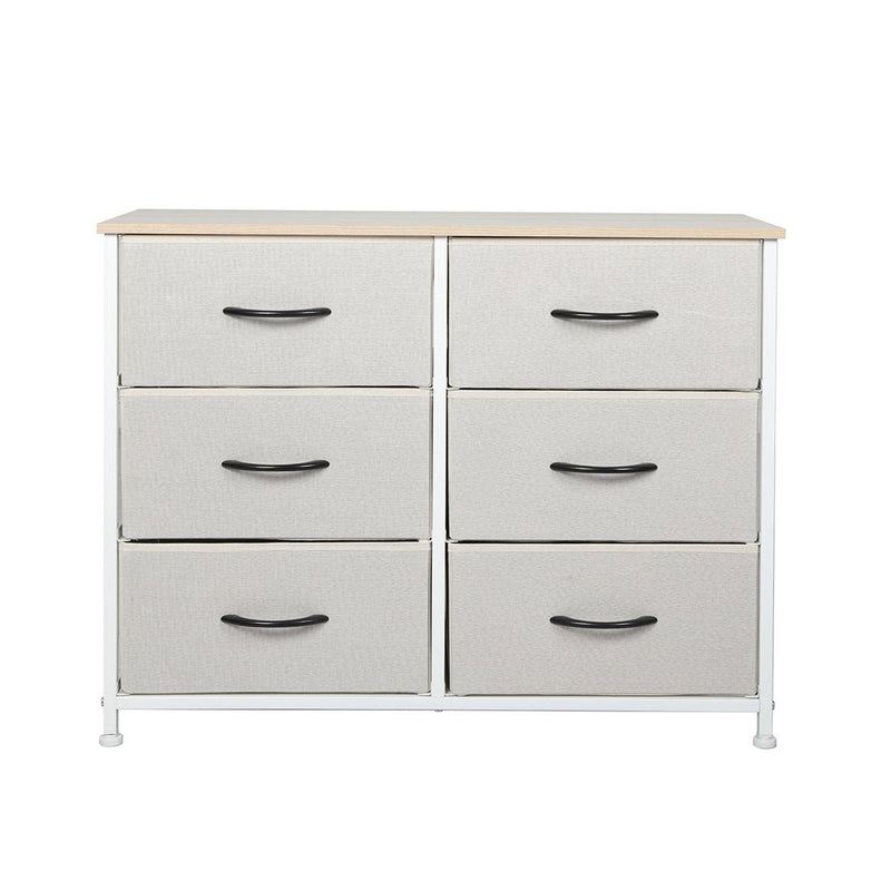Stylish Grey Storage Cabinet Tallboy with 6 Drawers - Beige - Furniture - Bedzy Australia