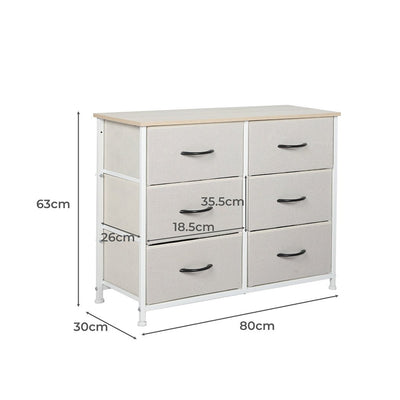 Stylish Grey Storage Cabinet Tallboy with 6 Drawers - Beige - Furniture - Bedzy Australia