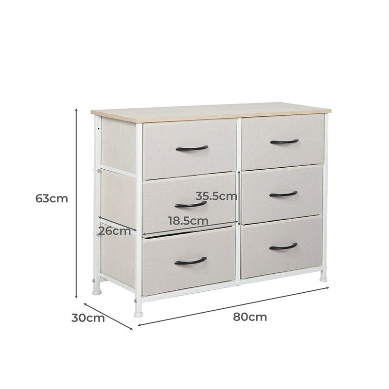 Stylish Grey Storage Cabinet Tallboy with 6 Drawers - Beige - Furniture - Bedzy Australia