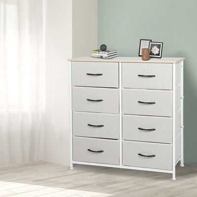 Stylish Grey Storage Cabinet Tallboy with 8 Drawers - Beige - Furniture - Bedzy Australia