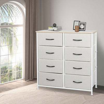 Stylish Grey Storage Cabinet Tallboy with 8 Drawers - Beige - Furniture - Bedzy Australia