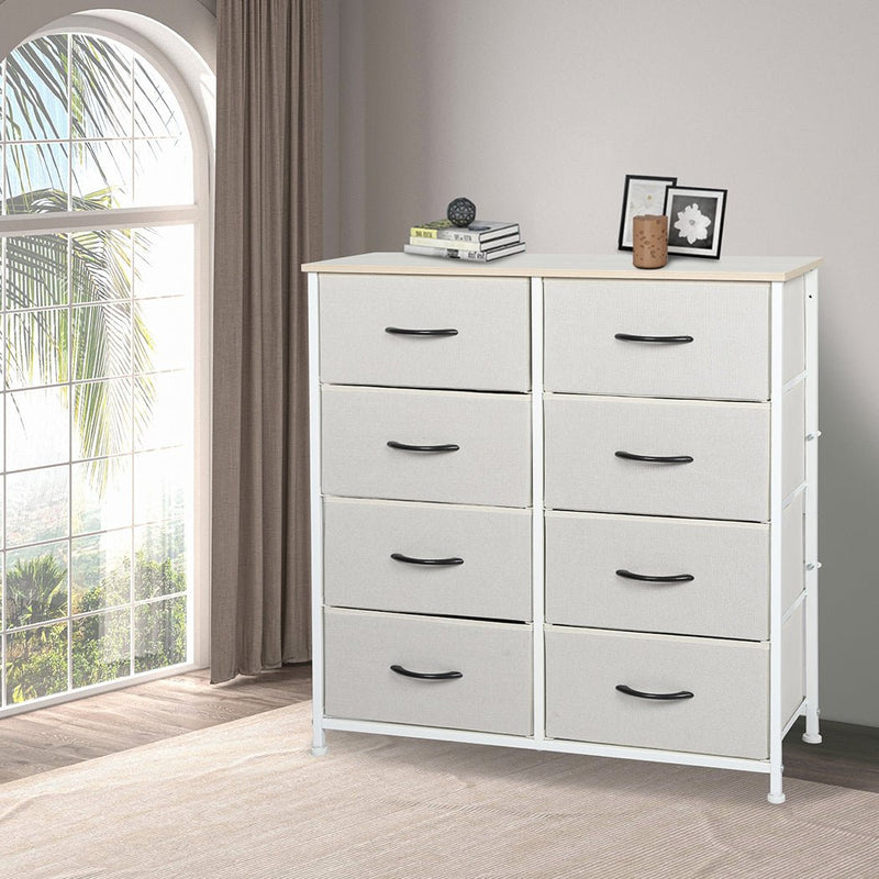 Stylish Grey Storage Cabinet Tallboy with 8 Drawers - Beige - Furniture - Bedzy Australia