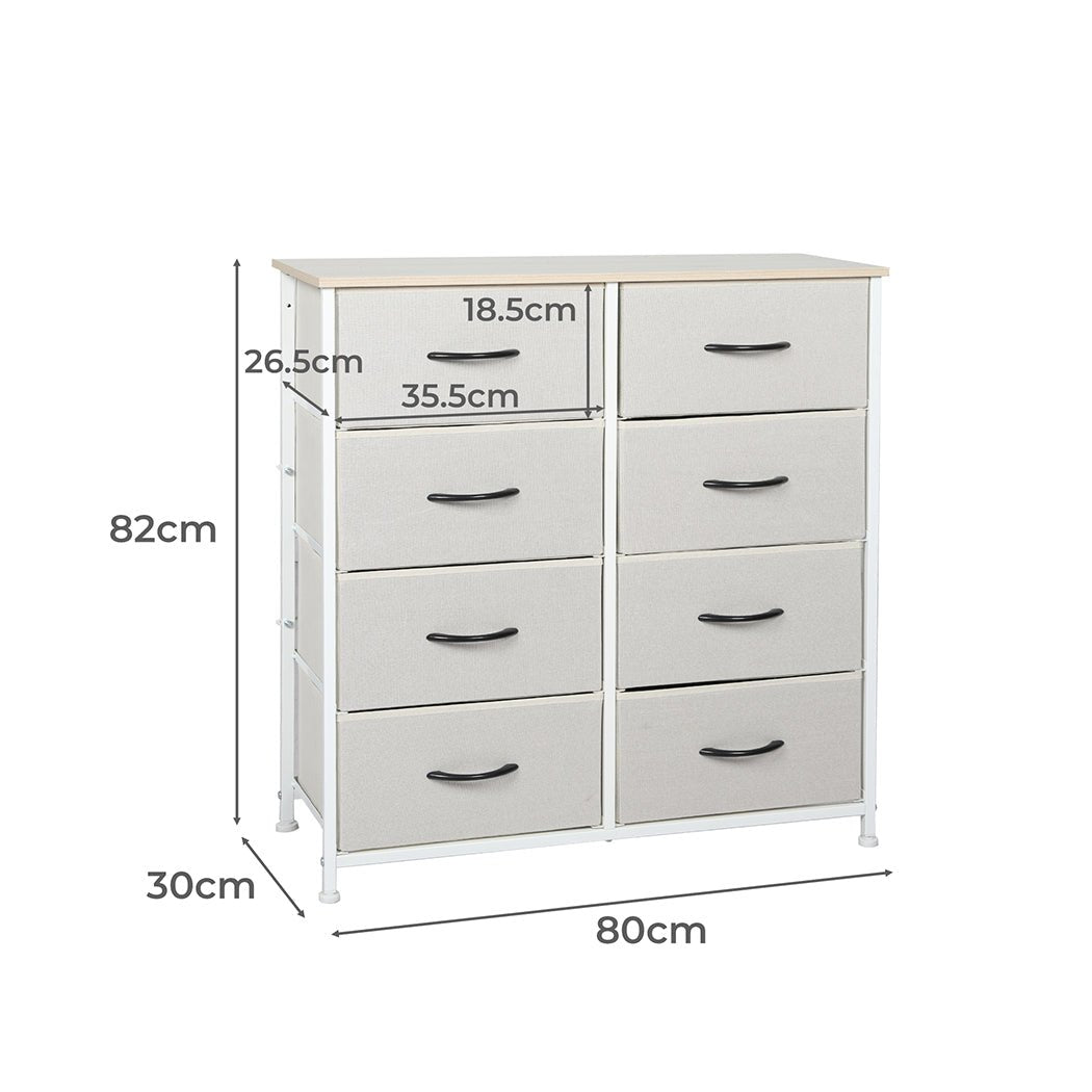 Stylish Grey Storage Cabinet Tallboy with 8 Drawers - Beige - Furniture - Bedzy Australia
