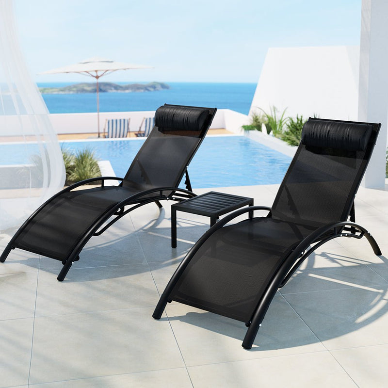 Sun Lounger Chaise Lounge Chair Table Patio Outdoor Setting Furniture - Bedzy Australia (ABN 18 642 972 209) - Furniture > Outdoor
