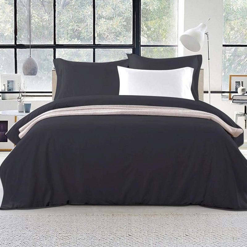 Super King Classic Quilt Cover Set - Black - Bedzy Australia - Home & Garden > Bedding