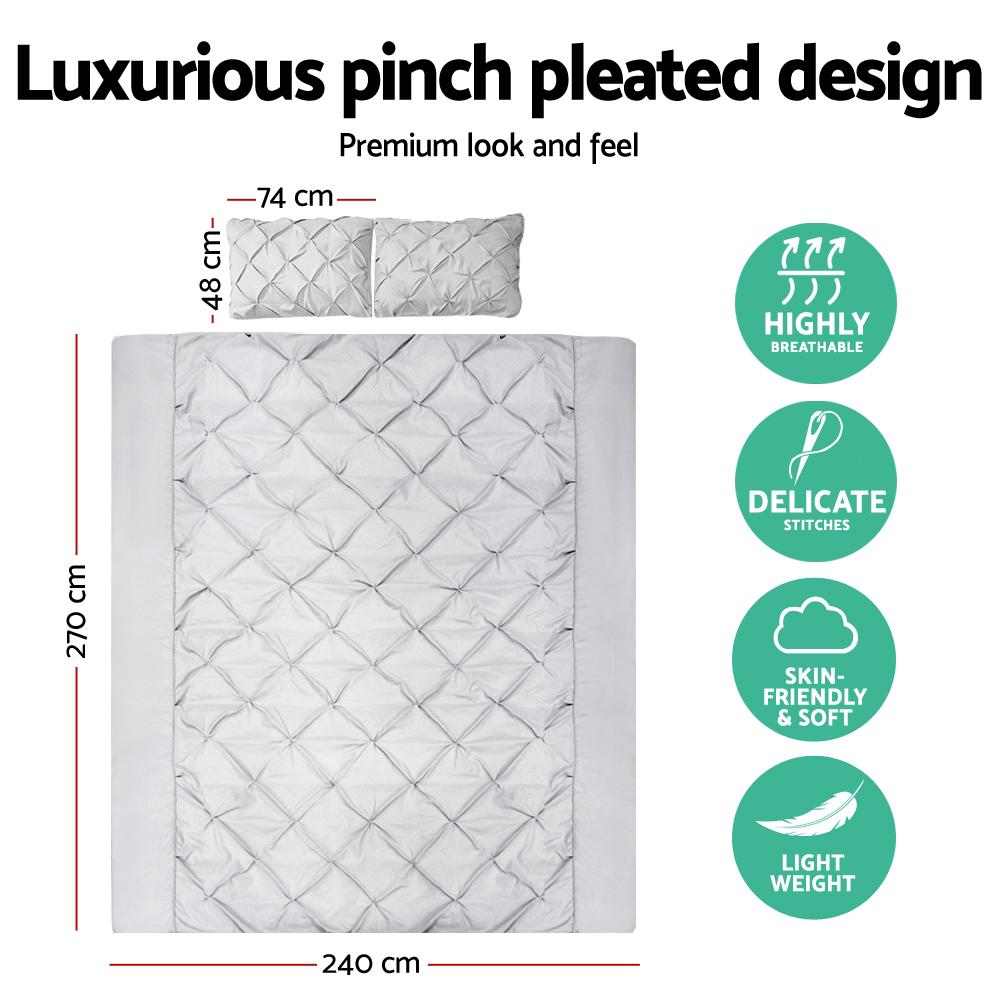 Super King Size Quilt Cover Set - Grey - Bedzy Australia