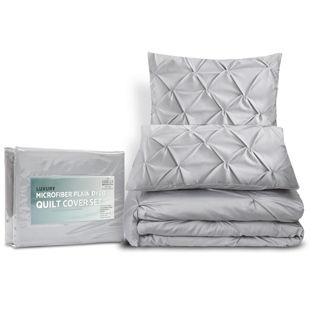 Super King Size Quilt Cover Set - Grey - Bedzy Australia