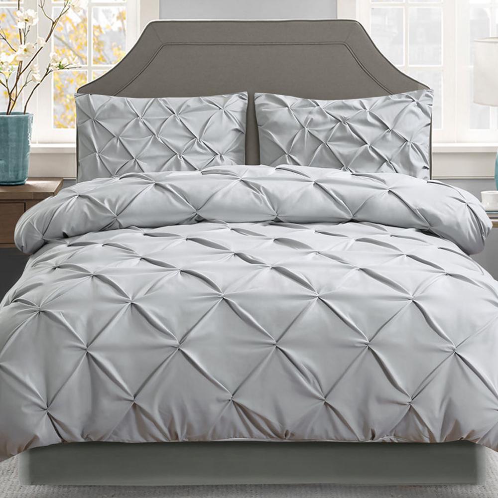 Super King Size Quilt Cover Set - Grey - Bedzy Australia