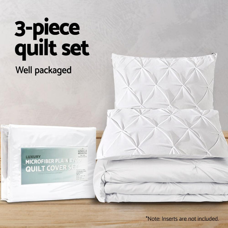 Super King Size Quilt Cover Set - White - Bedzy Australia