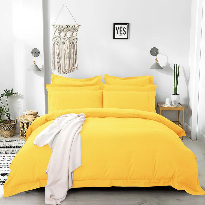 Tailored 1000TC Ultra Soft Double Size Yellow Duvet Doona Quilt Cover Set - Home & Garden > Bedding - Bedzy Australia