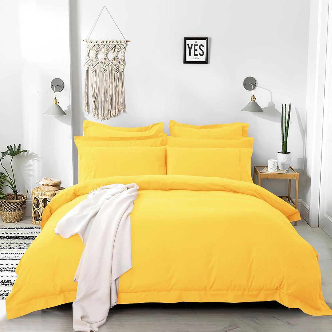 Tailored 1000TC Ultra Soft Super King Size Yellow Duvet Doona Quilt Cover Set - Home & Garden > Bedding - Bedzy Australia