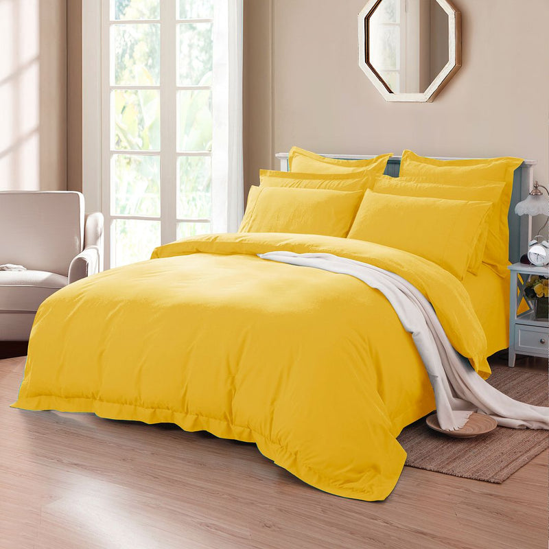 Tailored 1000TC Ultra Soft Super King Size Yellow Duvet Doona Quilt Cover Set - Home & Garden > Bedding - Bedzy Australia