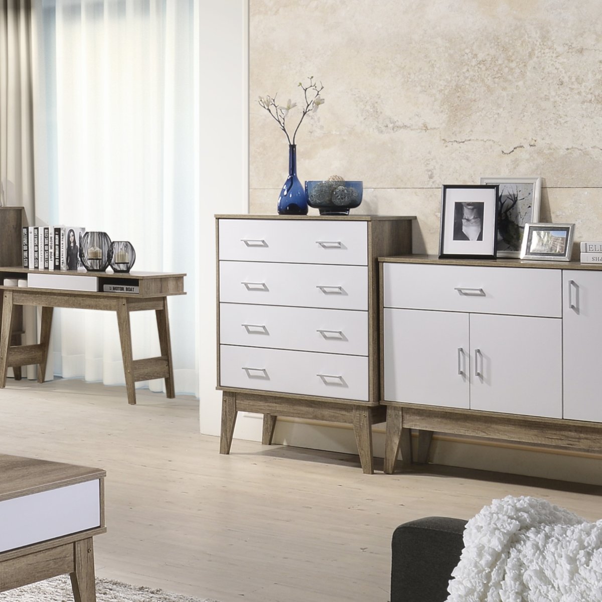 Tallboy Chest of Drawer Oak - Bedzy Australia