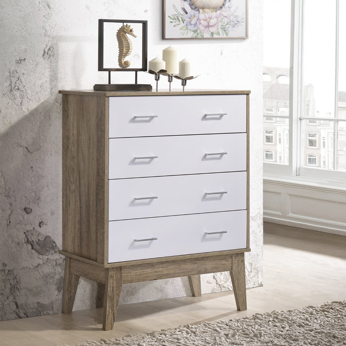 Tallboy Chest of Drawer Oak - Bedzy Australia