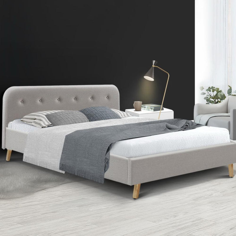 Tarcoola Queen Bed Frame Beige - Bedzy Australia (ABN 18 642 972 209) - Cheap affordable bedroom furniture shop near me Australia