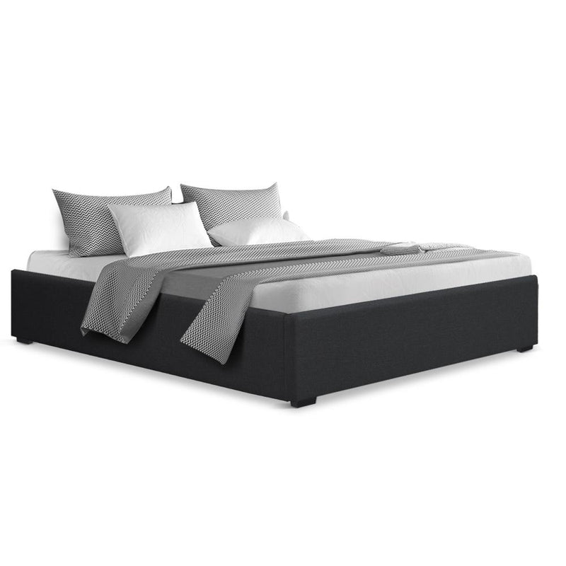 Toki Gas Lift Queen Bed Frame Base with Storage Charcoal - Bedzy Australia