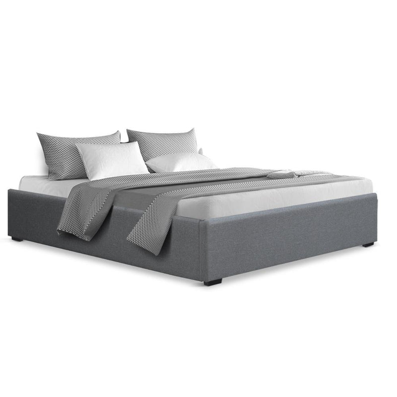 Toki Gas Lift Queen Bed Frame Base with Storage Grey - Bedzy Australia (ABN 18 642 972 209) - Cheap affordable bedroom furniture shop near me Australia