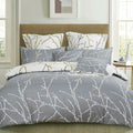 Tree Reversible Queen Size Grey Duvet Doona Quilt Cover Set