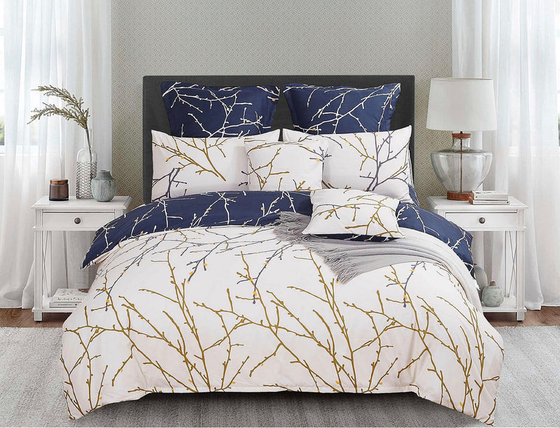 Tree Reversible Super King Size Bed Quilt/Doona/Duvet Cover Set Beige - Home & Garden > Bedding - Bedzy Australia
