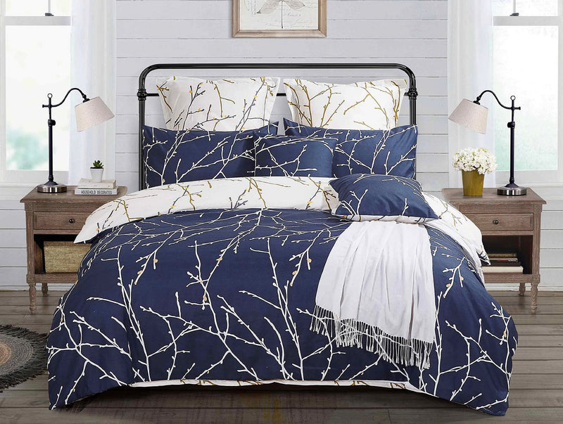 Tree Reversible Super King Size Bed Quilt/Doona/Duvet Cover Set Beige - Home & Garden > Bedding - Bedzy Australia