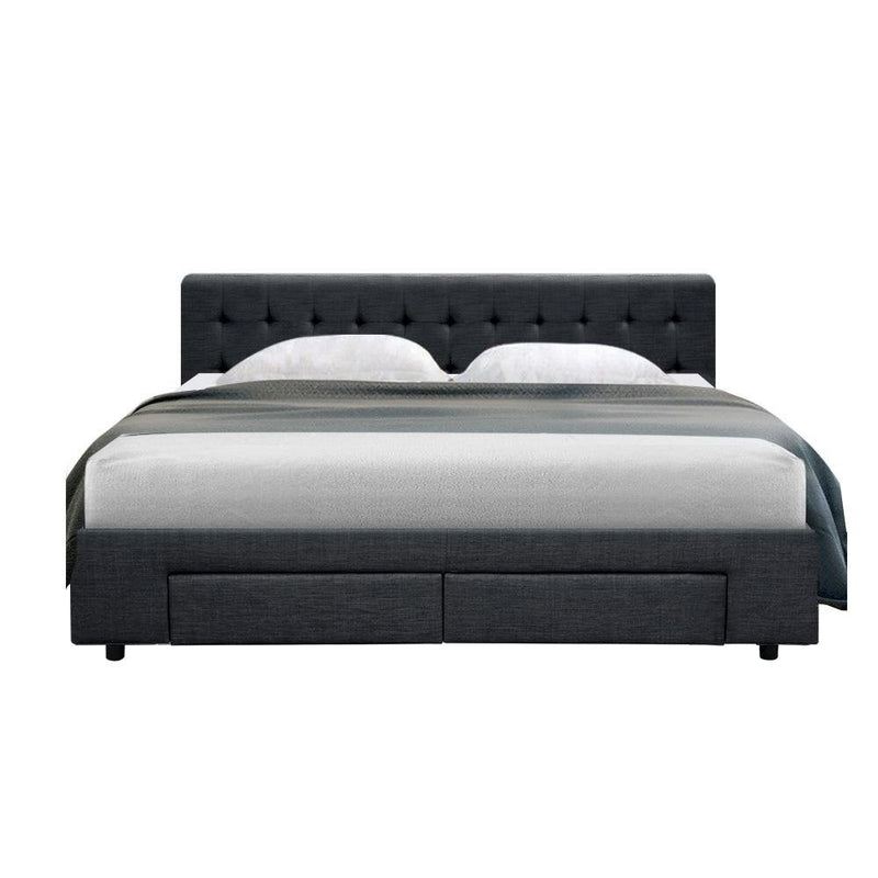 Trinity King Bed Frame With Storage Drawers Charcoal - Bedzy Australia - Furniture > Bedroom