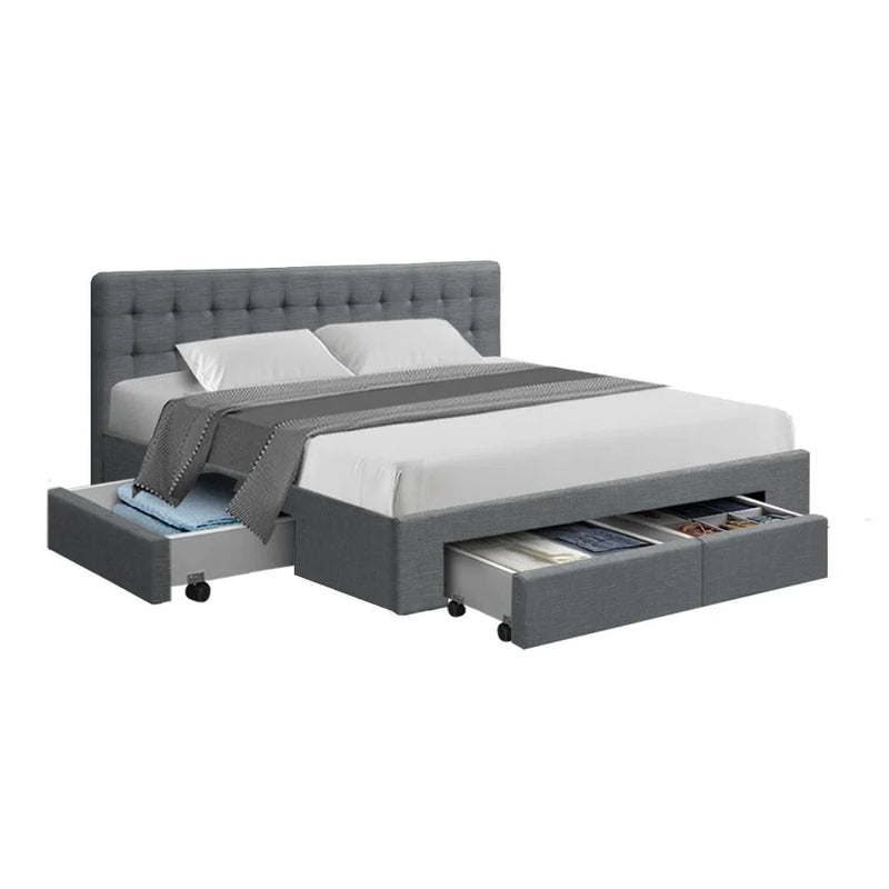 King Premium Package | Trinity Bed Grey, Algarve Euro Top Mattress (Medium Firm) & Deluxe Mattress Topper! - Bedzy Australia (ABN 18 642 972 209) - Cheap affordable bedroom furniture shop near me Australia