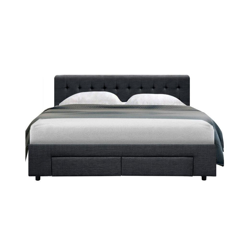Trinity Queen Bed Frame With Storage Drawers Charcoal - Bedzy Australia