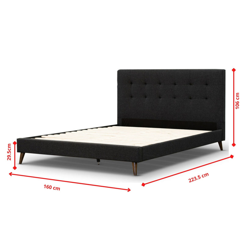 Tweed Queen Bed Frame Charcoal - Furniture > Bedroom - Bedzy Australia