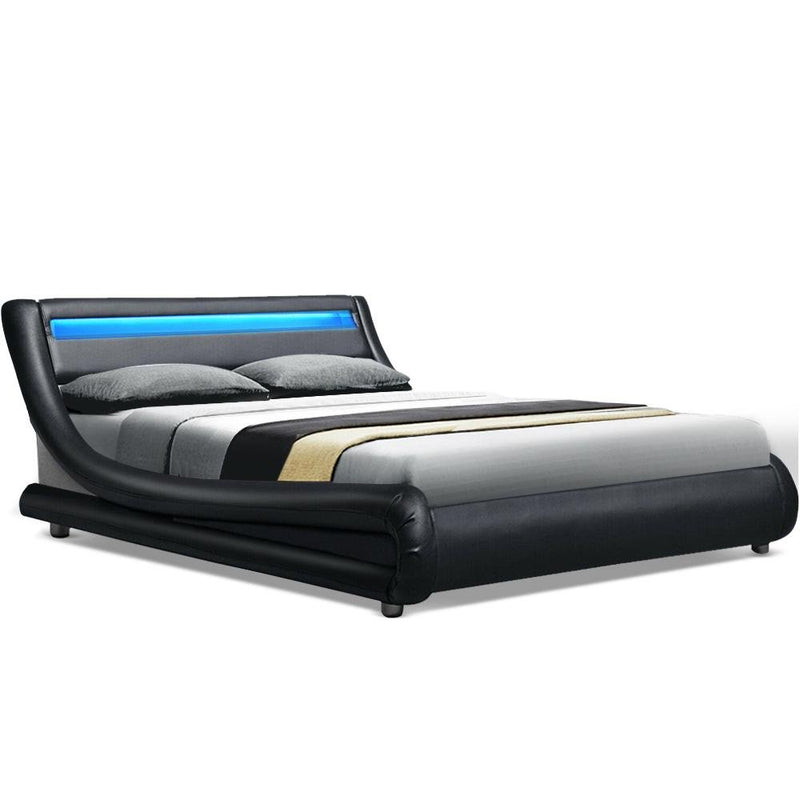 Werri LED Light King Bed Frame Black - Bedzy Australia (ABN 18 642 972 209) - Cheap affordable bedroom furniture shop near me Australia