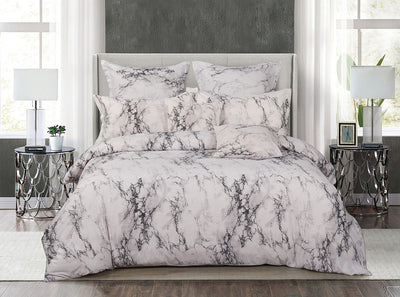 White Marble Queen Size Duvet Doona Quilt Cover Set - Home & Garden > Bedding - Bedzy Australia