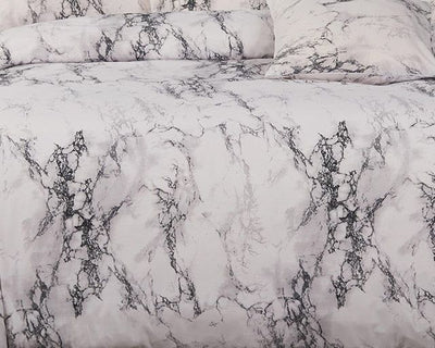 White Marble Queen Size Duvet Doona Quilt Cover Set - Home & Garden > Bedding - Bedzy Australia