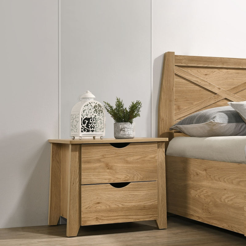Wooden Bedside Table with 2 Drawers - Bedzy Australia
