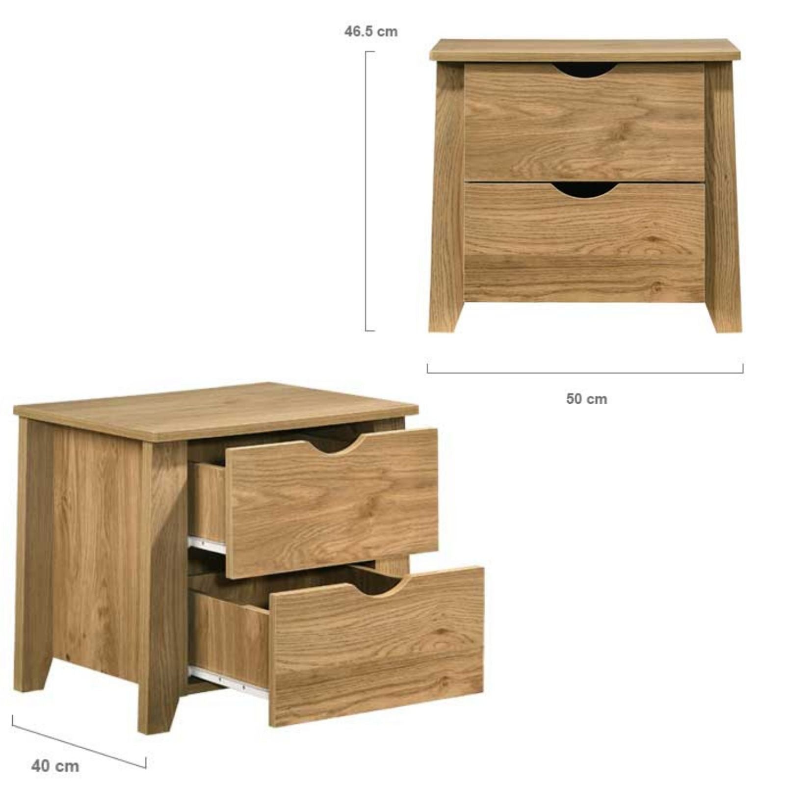 Wooden Bedside Table with 2 Drawers - Bedzy Australia