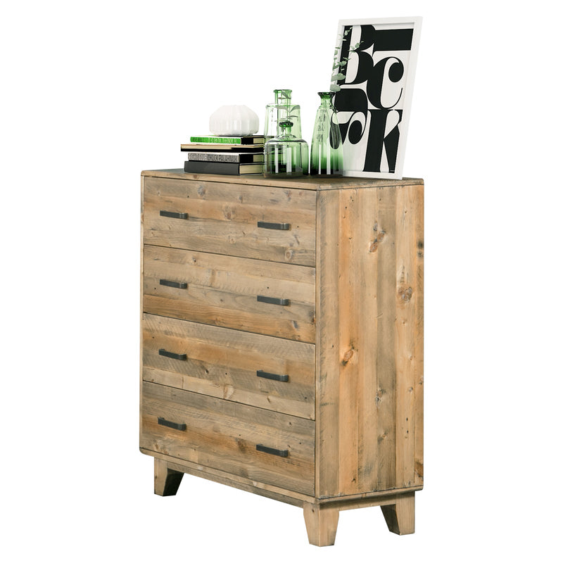 Woodland Tallboy with 4 Storage Drawers Light Brown - Furniture > Bedroom - Bedzy Australia