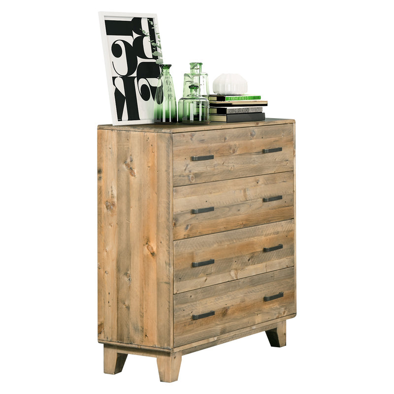 Woodland Tallboy with 4 Storage Drawers Light Brown - Furniture > Bedroom - Bedzy Australia
