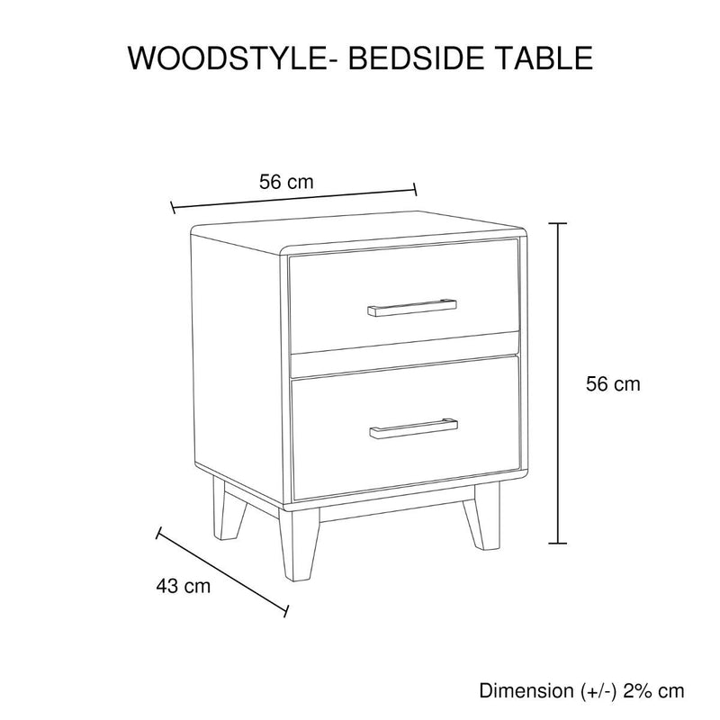 Woodstyle Bedside 2 drawers - Bedzy Australia - Furniture > Bedroom
