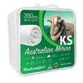 Australian Made Merino Wool Quilt 350GSM 160x210cm King Single Size