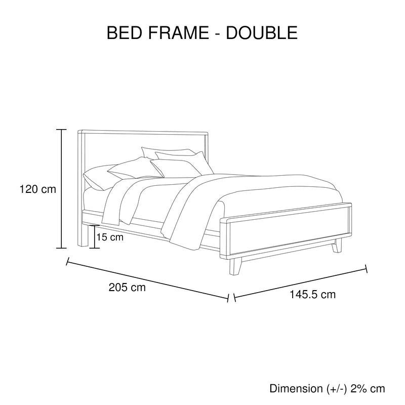 Wooldland Double Size Wooden Bed Frame - Light Brown - Furniture > Bedroom - Bedzy Australia